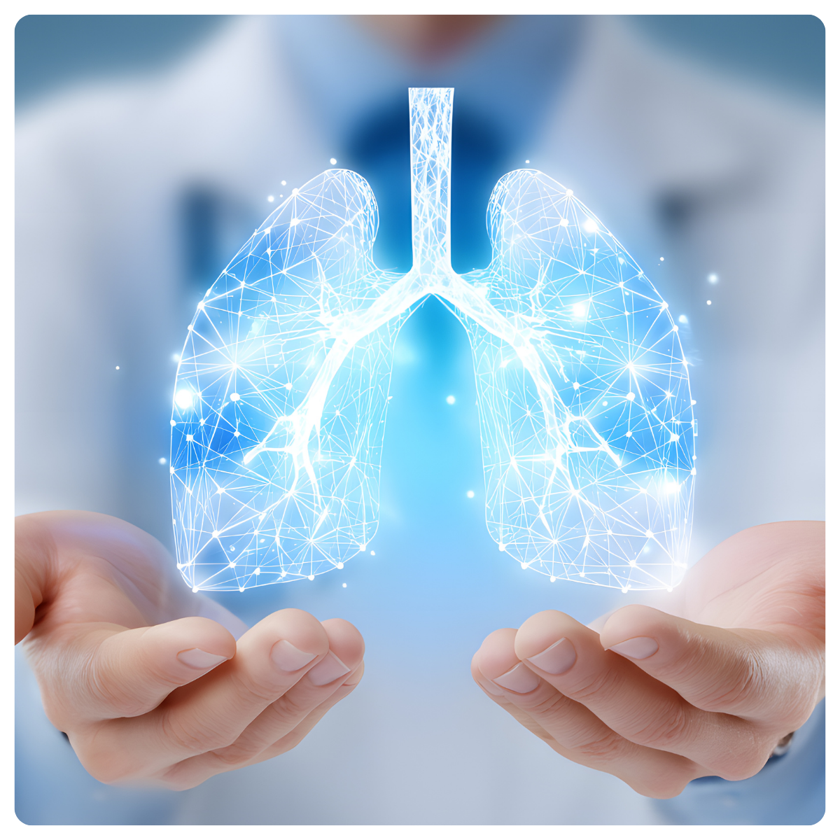 A doctor holding digital lungs