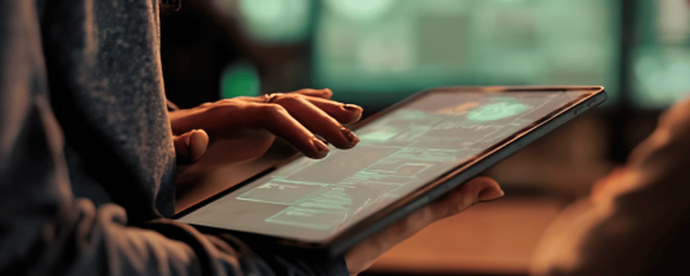Image of a person using a tablet to access medical information.